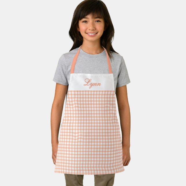 Classic Orange & White Gingham | Personalized Name Apron (Insitu)