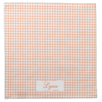 Classic Orange & White Gingham | Personalized Name Cloth Napkin