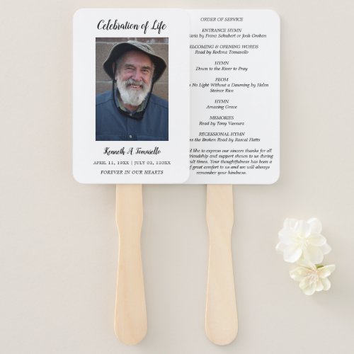 Classic Order Of Service Celebration Of Life Hand Fan