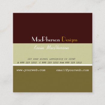 Classic Organic Tri-color Forest Green Consultant Square Business Card by 911business at Zazzle