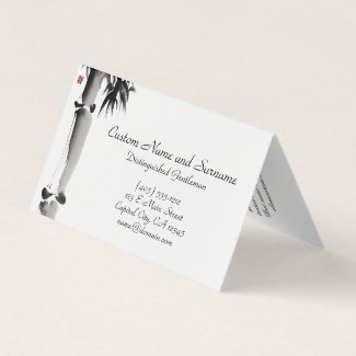 Classic oriental chinese sumi-e ink bamboo tree business card