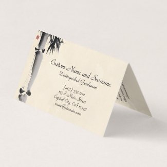 Classic oriental chinese sumi-e ink bamboo tree business card