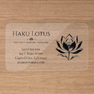 Classic oriental japanese ink Haku Lotus Clear Business Cards