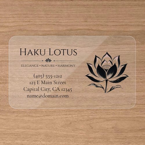 Classic oriental japanese ink Haku Lotus  Clear Business Cards