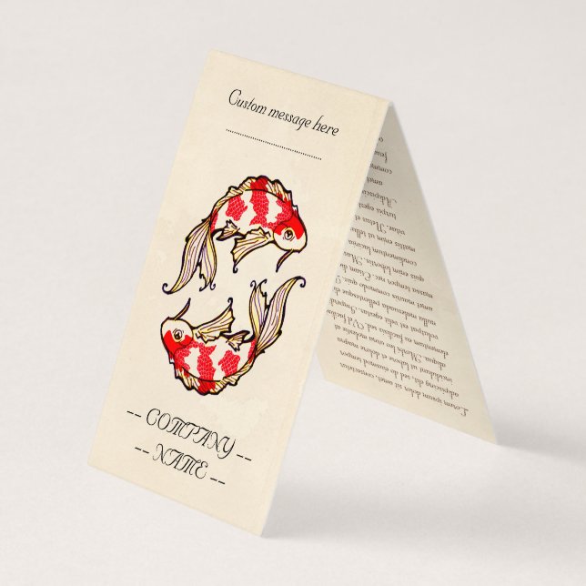 Classic oriental japanese koi carp fish  tattoo business card (Back)