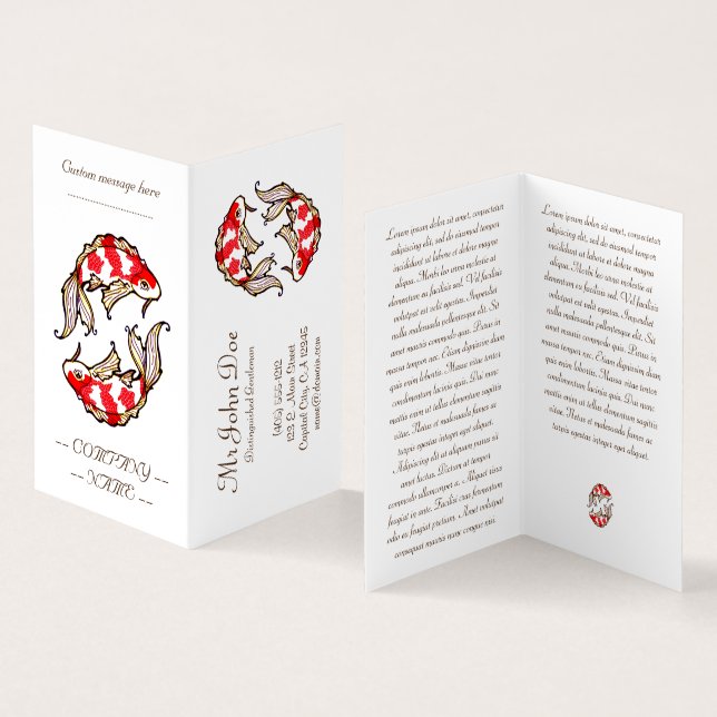 Classic oriental japanese koi carp fish  tattoo business card (Inside and Outside)