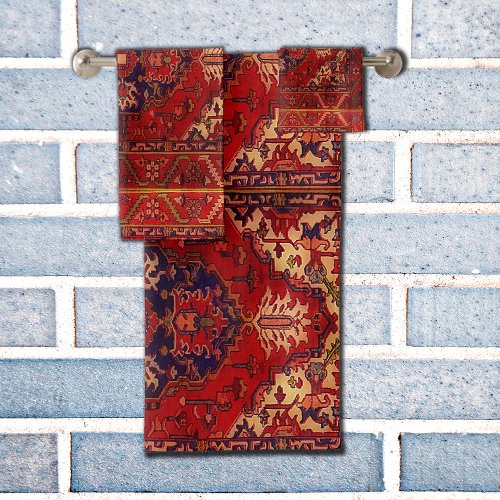 Classic Oriental rug design _   warm colors Bath Towel Set