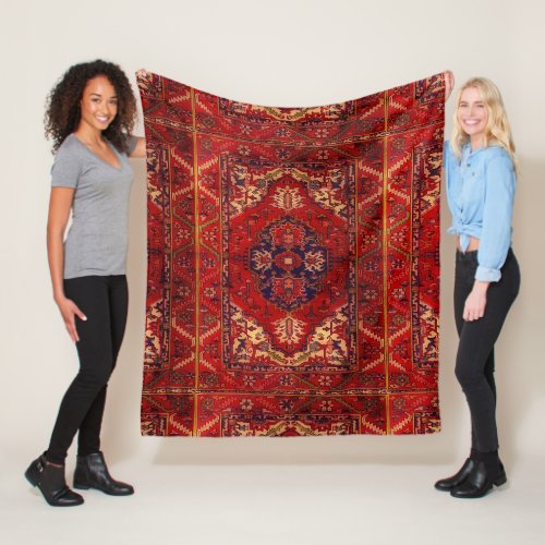 Classic Oriental rug design _   warm colors Fleece Blanket