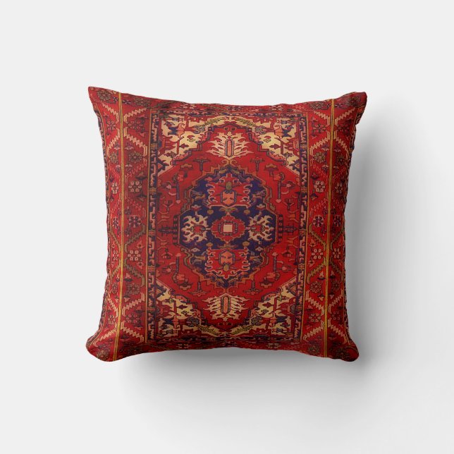Classic Oriental rug design -   warm colors Throw Pillow (Front)