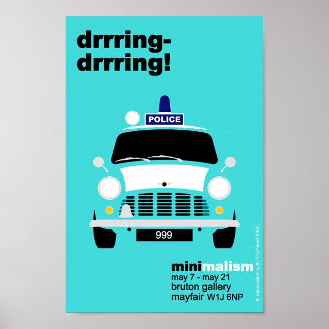 Classic Original Mini Police van minimalist art Poster (Front)