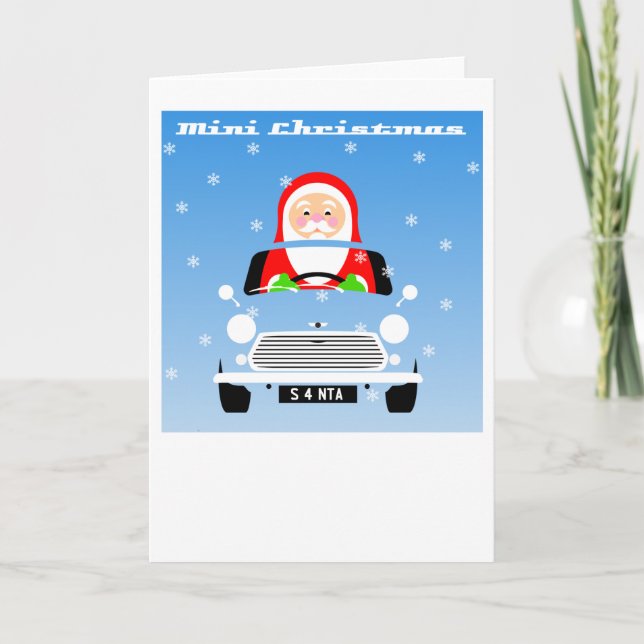Classic Original Mini Xmas Santa car Card (Front)