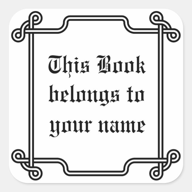 Classic ornamental custom bookplate black & white (Front)