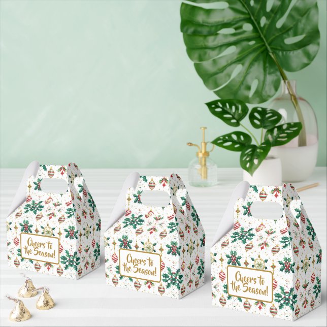 Classic Ornaments & Holly Christmas Pattern Favor Boxes (Multiple)