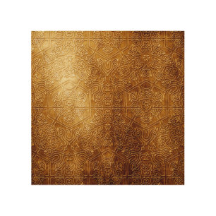 Classic Ornate Gold Metal Plate Wood Wall Art