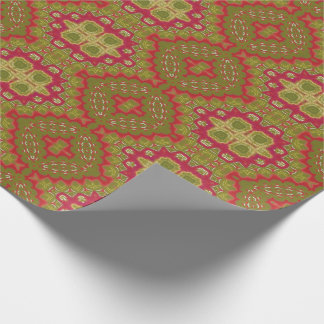 Classic Ornate Gold Red Magenta Green Christmas Wrapping Paper