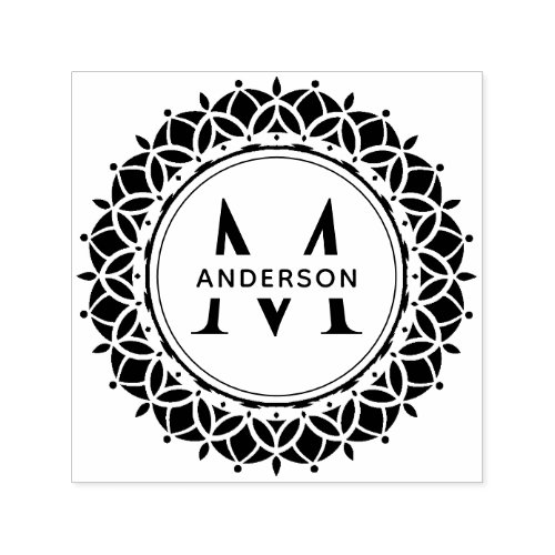 CLASSIC ORNATE MANDALA CUSTOM MONOGRAM FAMILY NAME SELF_INKING STAMP