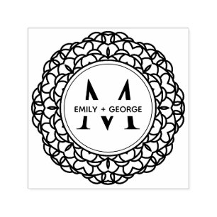 CLASSIC ORNATE MANDALA CUSTOM MONOGRAM FAMILY NAME SELF-INKING STAMP