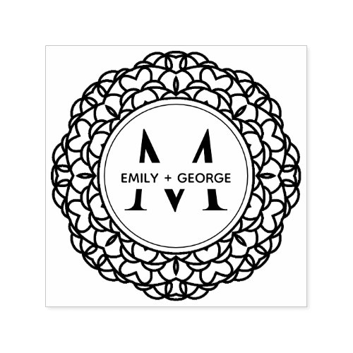 CLASSIC ORNATE MANDALA CUSTOM MONOGRAM FAMILY NAME SELF_INKING STAMP