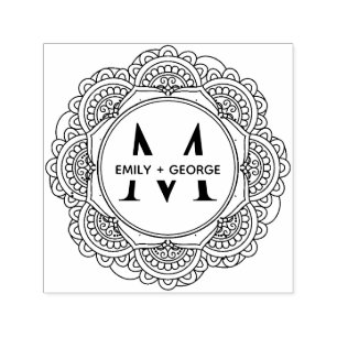 CLASSIC ORNATE MANDALA CUSTOM MONOGRAM FAMILY NAME SELF-INKING STAMP