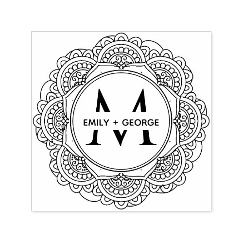 CLASSIC ORNATE MANDALA CUSTOM MONOGRAM FAMILY NAME SELF_INKING STAMP