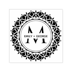 CLASSIC ORNATE MANDALA CUSTOM MONOGRAM FAMILY NAME SELF-INKING STAMP