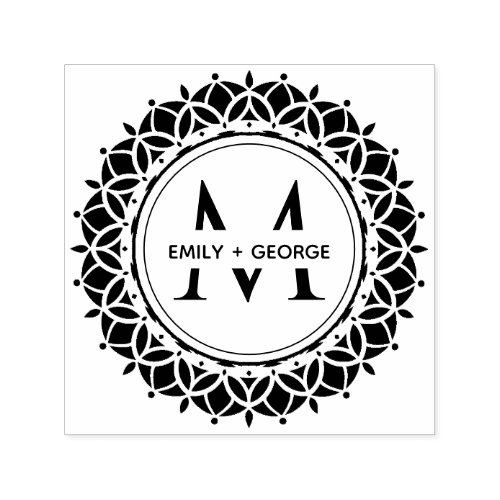 CLASSIC ORNATE MANDALA CUSTOM MONOGRAM FAMILY NAME SELF_INKING STAMP