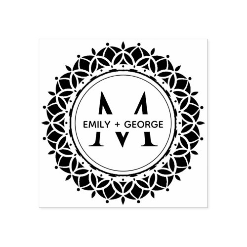 CLASSIC ORNATE MANDALA CUSTOM MONOGRAM WEDDING RUBBER STAMP