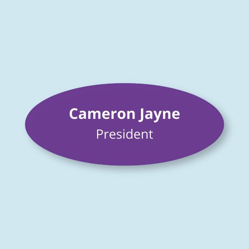 Classic Oval Purple Name Tag Badge Magnetic or Pin
