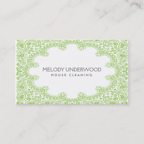 Classic Paisley Design for House Cleaner, Maid Business Card Templates