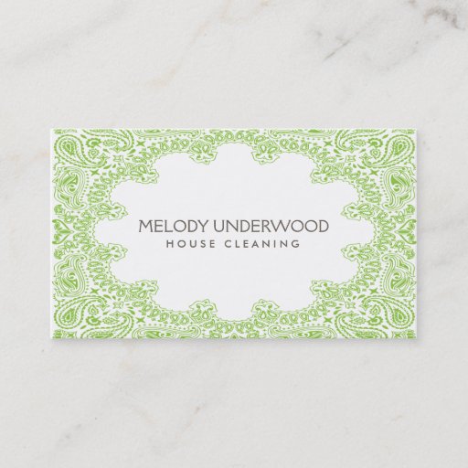 Customizable Classic Paisley Design for House Cleaner, Maid Business Card Templates