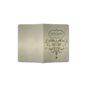 CLASSIC PALE GOLD BROWN LEATHER MOTIF MONOGRAM PASSPORT HOLDER