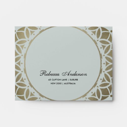 CLASSIC PALE GOLD ORNATE GREY RSVP RETURN ADDRESS ENVELOPE