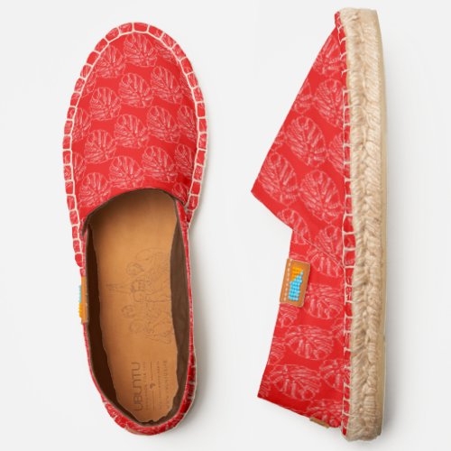 Classic Palm Tree Leaves Art On Summery Red Espadrilles
