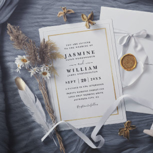 Classic Palms Trees Golden Elegant Modern Wedding Invitation