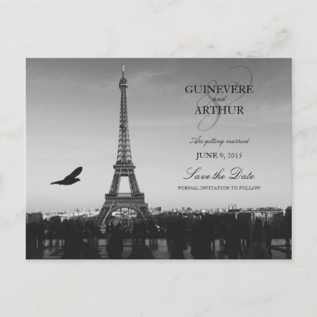 Classic Paris France Wedding Save The Date Announcement Postcard