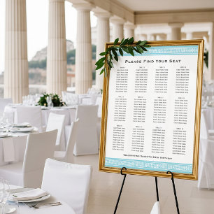 Classic Party Seating Plan 12 Tables Sign Blue