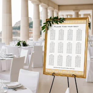 Classic Party Seating Plan 12 Tables Sign Gold