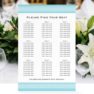 Classic Party Seating Plan 9 Tables Blue Foam Board