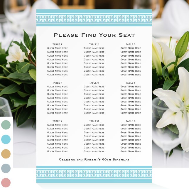 Classic Party Seating Plan 9 Tables Blue Foam Board (Creator Uploaded)