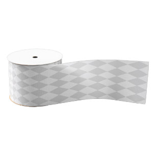 Classic Pastel Gray and White Harlequin Pattern Grosgrain Ribbon