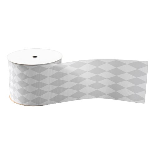 Classic Pastel Gray and White Harlequin Pattern Grosgrain Ribbon