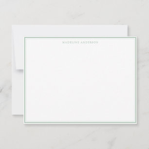 Classic Pastel Green and Thin Border Name Note Card