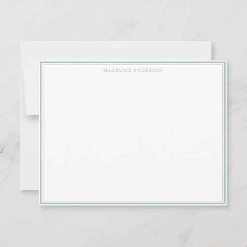 Classic Pastel Green and Thin Border Name Note Card