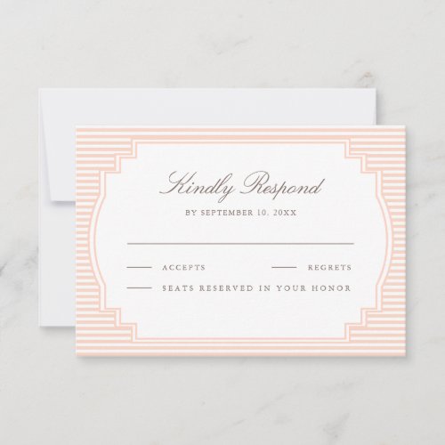 Classic Pastel Peach Striped Wedding RSVP Card