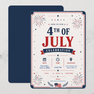 Classic Patriotic 4th of July Celebration Firework Invitation
