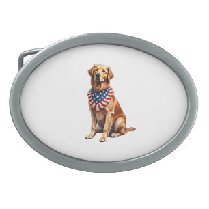 Classic Patriotic Golden Retriever Vintage Shirt 2 Belt Buckle