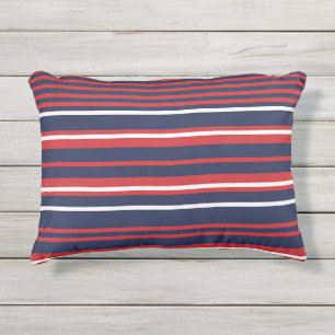 Classic Patriotic Red White Blue Stripes Seamless Outdoor Pillow