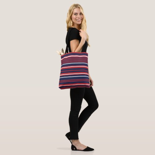 Classic Patriotic Red White Blue Stripes Seamless  Tote Bag