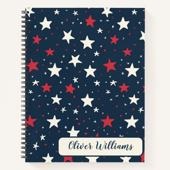 Classic Patriotic Stars Pattern Notebook (Front)