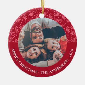 Classic Pattern Merry Christmas Photo Ornament
